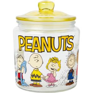 Silver Buffalo Peanuts Peppermint Dreams and Candy Cane Christmas Featuring Snoopy, Charlie Brown, Lucy, Linus, and Franklin Ceramic Cookie Snack Jar (Large)(Peanuts Squad (Glass))