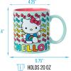Silver Buffalo Sanrio Hello Kitty Rainbows Ceramic Mug, 20 Ounces(Blue/Multi)