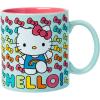 Silver Buffalo Sanrio Hello Kitty Rainbows Ceramic Mug, 20 Ounces(Blue/Multi)