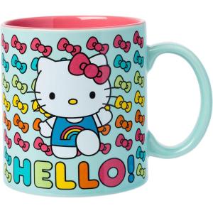Silver Buffalo Sanrio Hello Kitty Rainbows Ceramic Mug, 20 Ounces(Blue/Multi)