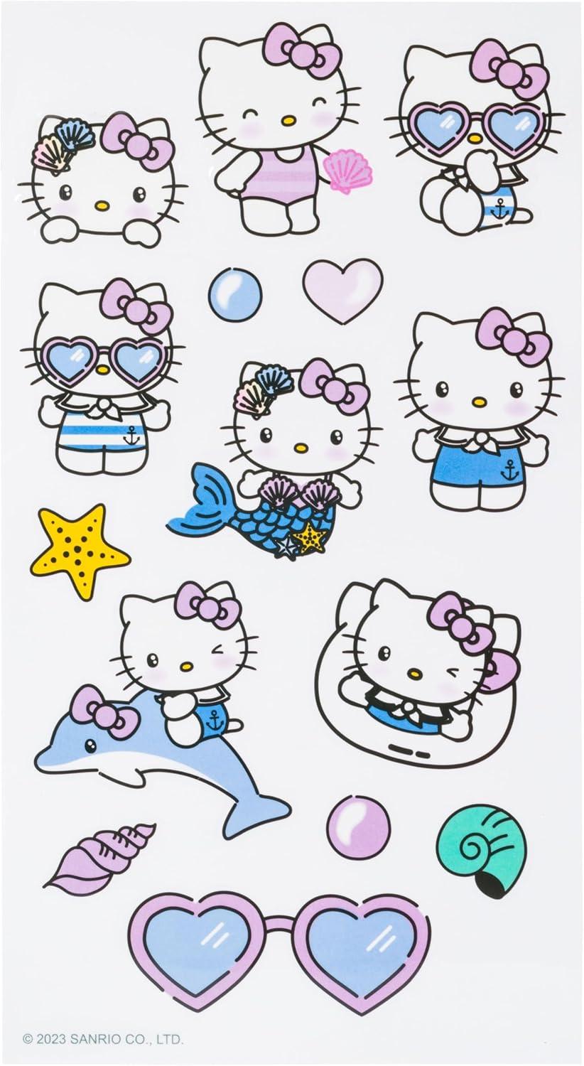 imageSilver Buffalo Sanrio Hello Kitty Mermaid Twist Spout Plastic Bottle with Sticker Set 32 Ounces