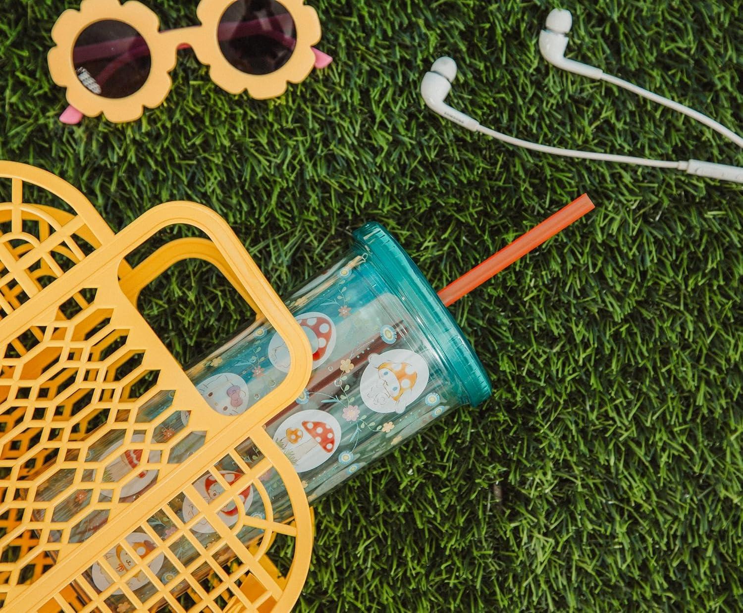 imageSilver Buffalo Sanrio Hello Kitty Strawberry Spill Resistant Plastic Tumbler 20 OuncesHello Kitty and Mushroom Crew