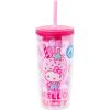 Silver Buffalo Sanrio Hello Kitty Strawberry Spill Resistant Plastic Tumbler, 20 Ounces(Multicolor)