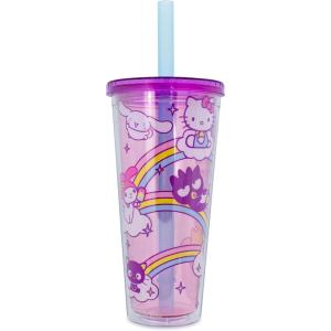 Silver Buffalo Sanrio Hello Kitty Strawberry Spill Resistant Plastic Tumbler, 20 Ounces(Pink/Multi)