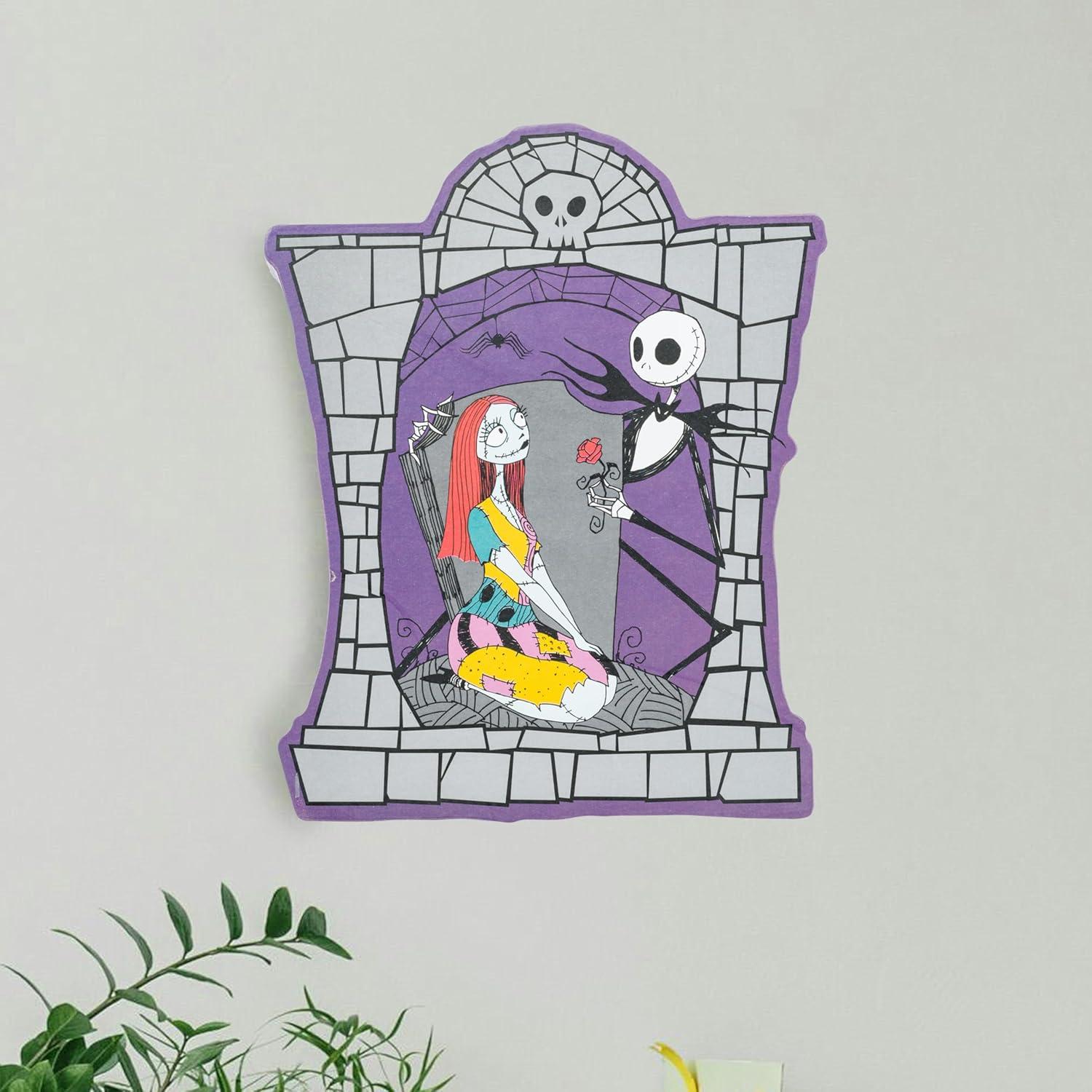 imageSilver Buffalo Nightmare Before Christmas Brick Frame Rose Large Die Cut MDF Box Wall Sign