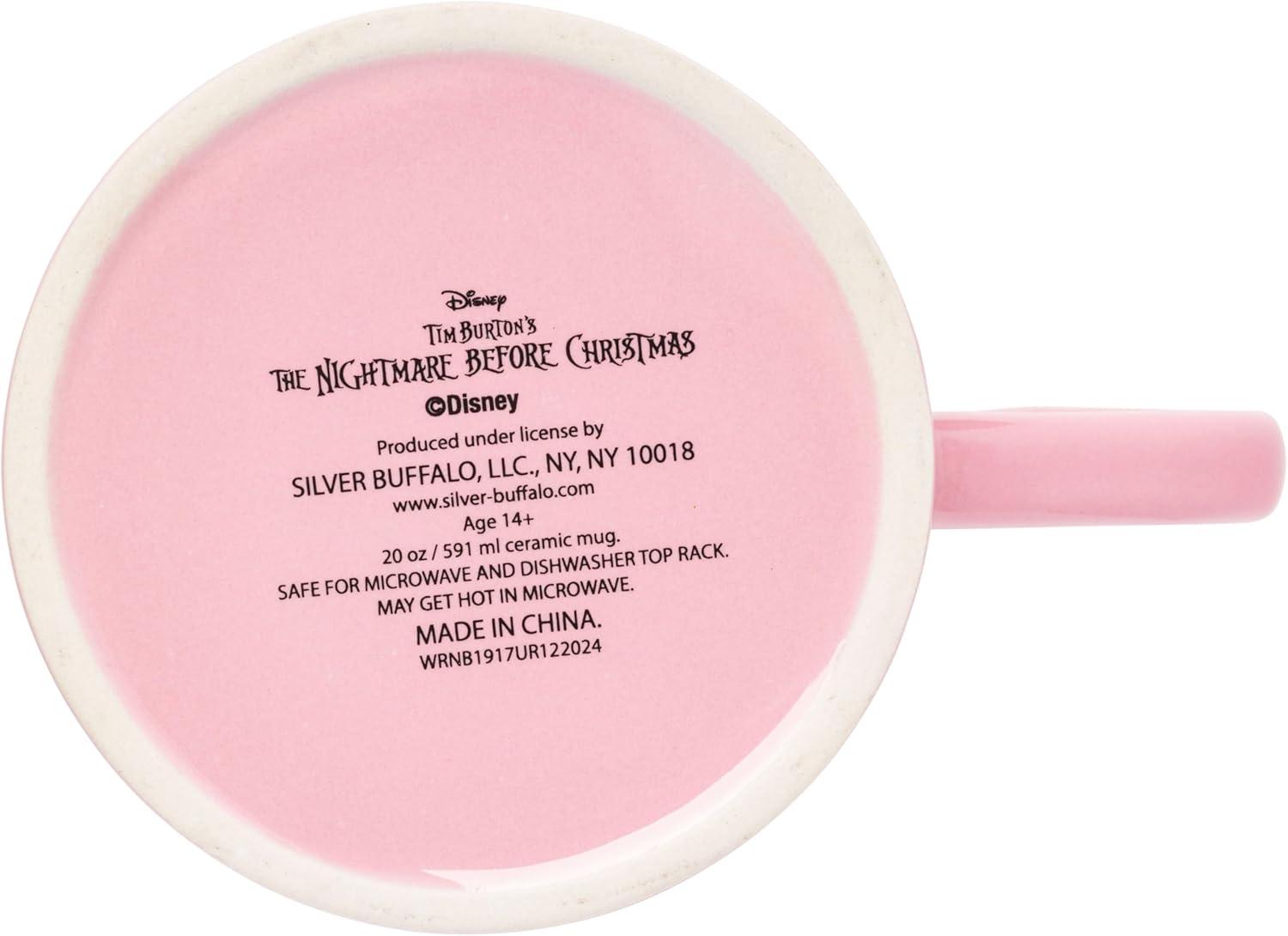 imageSilver Buffalo Nightmare Before Christmas Jack and Sally Scary Hearts and Skulls 20oz Sculpted Handle Ceramic Mug