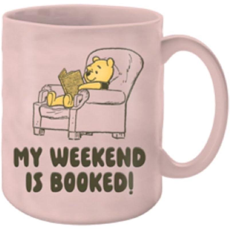 imageSilver Buffalo Winnie the Pooh My Weekend is Booked Wax Resist 17oz Ceramic Pottery MugPinkMulti