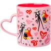 Silver Buffalo Nightmare Before Christmas Jack and Sally Scary Hearts and Skulls 20oz Sculpted Handle Ceramic Mug