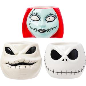 Silver Buffalo Nightmare Before Christmas Sally Oogie Faces 3pc Ceramic Sculpted Mini Cup Set in Retail Packaging