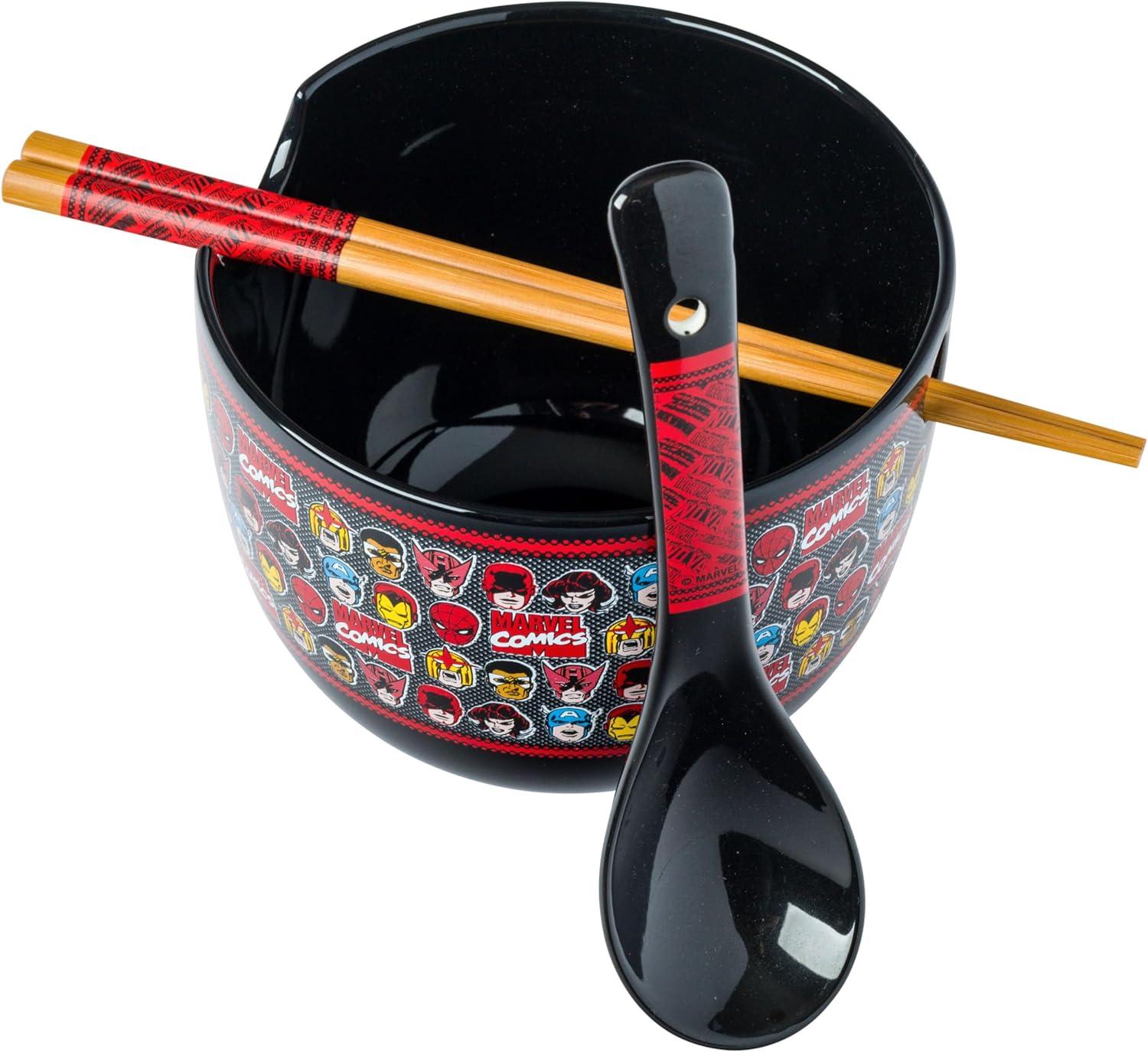 imageSilver Buffalo Strawberry Shortcake Vintage Life Is Delicious Ceramic Ramen Noodle Rice Bowl with Chopsticks Microwave Safe 20 OuncesAvengers Classic Heads Spoon