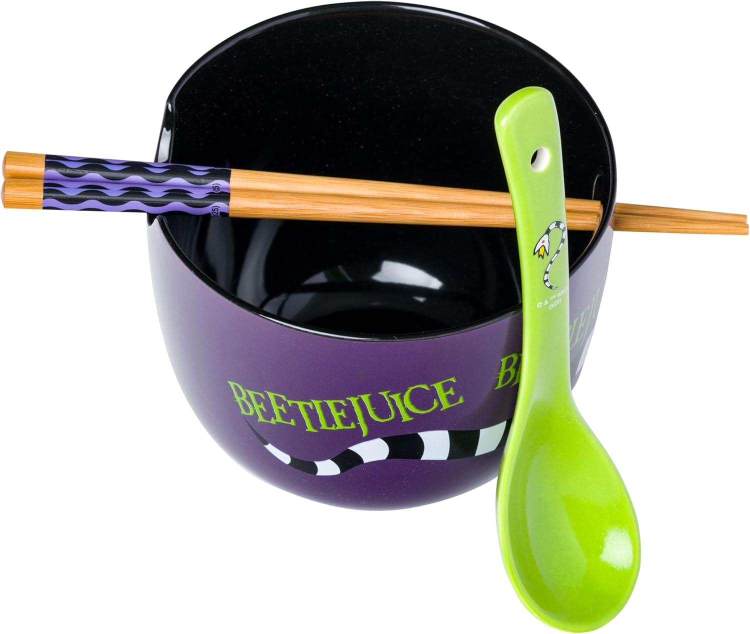 imageSilver Buffalo Strawberry Shortcake Vintage Life Is Delicious Ceramic Ramen Noodle Rice Bowl with Chopsticks Microwave Safe 20 OuncesBeetlejuice Sandworm Spoon