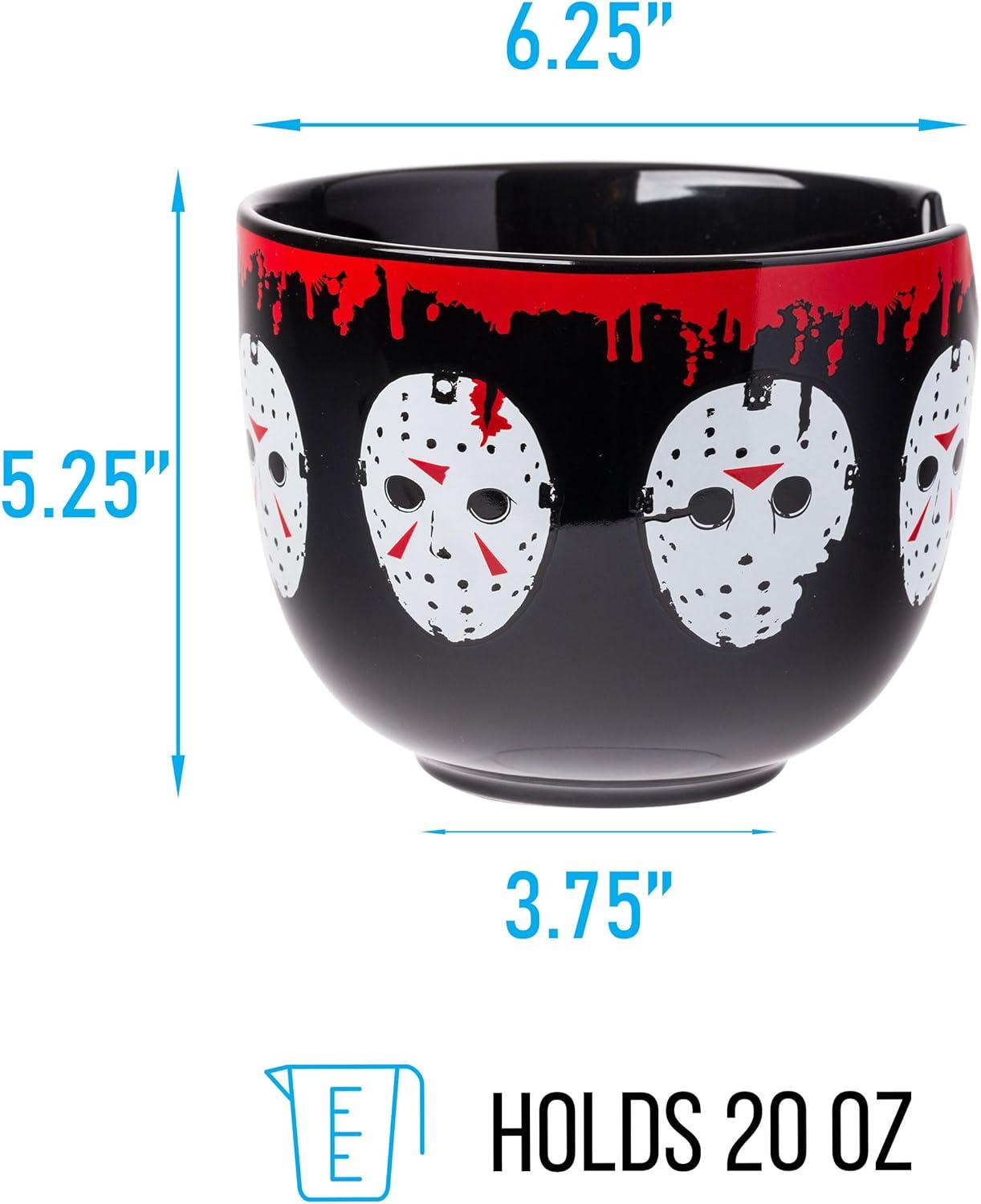 imageSilver Buffalo Strawberry Shortcake Vintage Life Is Delicious Ceramic Ramen Noodle Rice Bowl with Chopsticks Microwave Safe 20 OuncesFriday the 13th