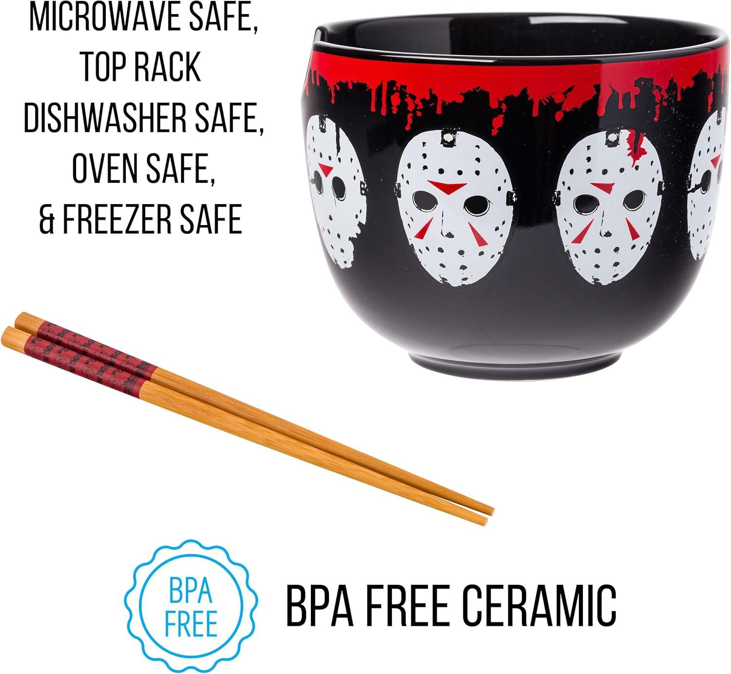 imageSilver Buffalo Strawberry Shortcake Vintage Life Is Delicious Ceramic Ramen Noodle Rice Bowl with Chopsticks Microwave Safe 20 OuncesFriday the 13th