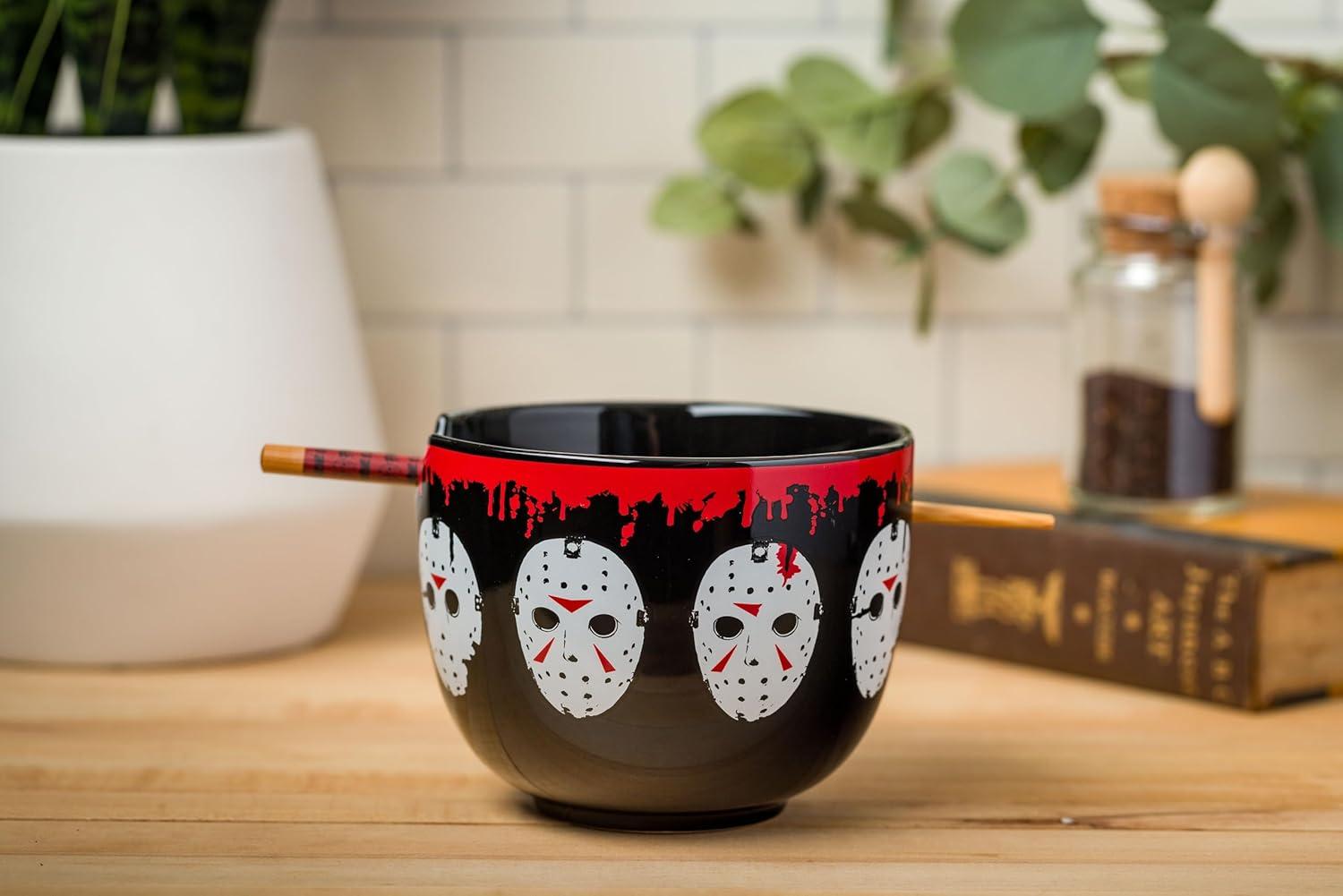 imageSilver Buffalo Strawberry Shortcake Vintage Life Is Delicious Ceramic Ramen Noodle Rice Bowl with Chopsticks Microwave Safe 20 OuncesFriday the 13th