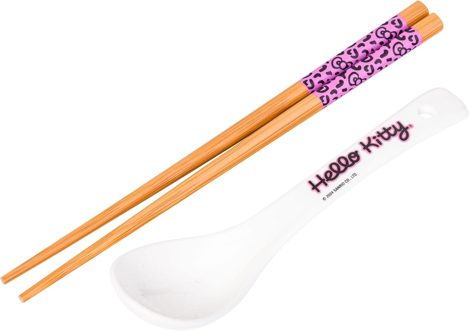 imageSilver Buffalo Strawberry Shortcake Vintage Life Is Delicious Ceramic Ramen Noodle Rice Bowl with Chopsticks Microwave Safe 20 OuncesHello Kitty Pink Leopard Print Spoon