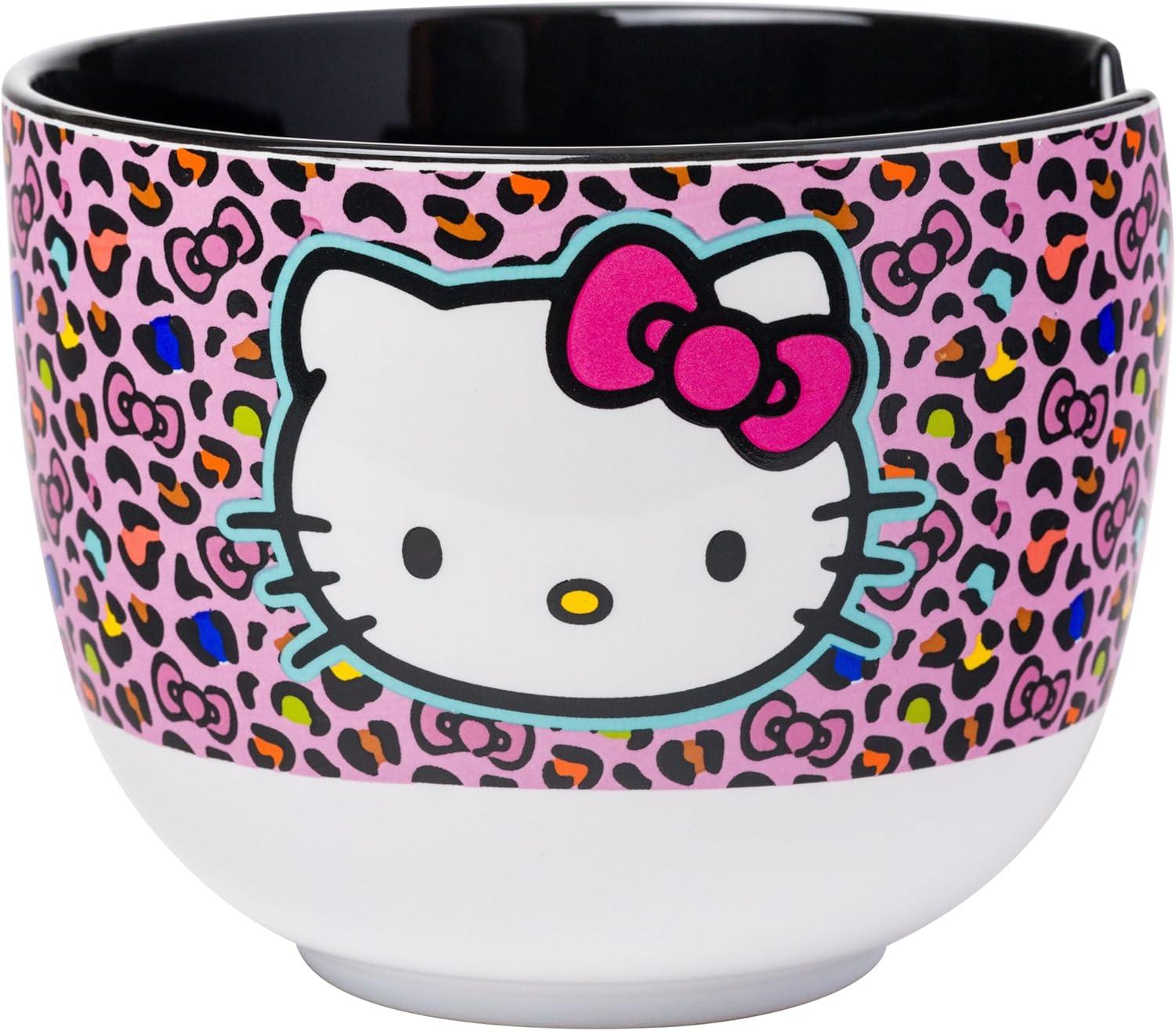 imageSilver Buffalo Strawberry Shortcake Vintage Life Is Delicious Ceramic Ramen Noodle Rice Bowl with Chopsticks Microwave Safe 20 OuncesHello Kitty Pink Leopard Print Spoon