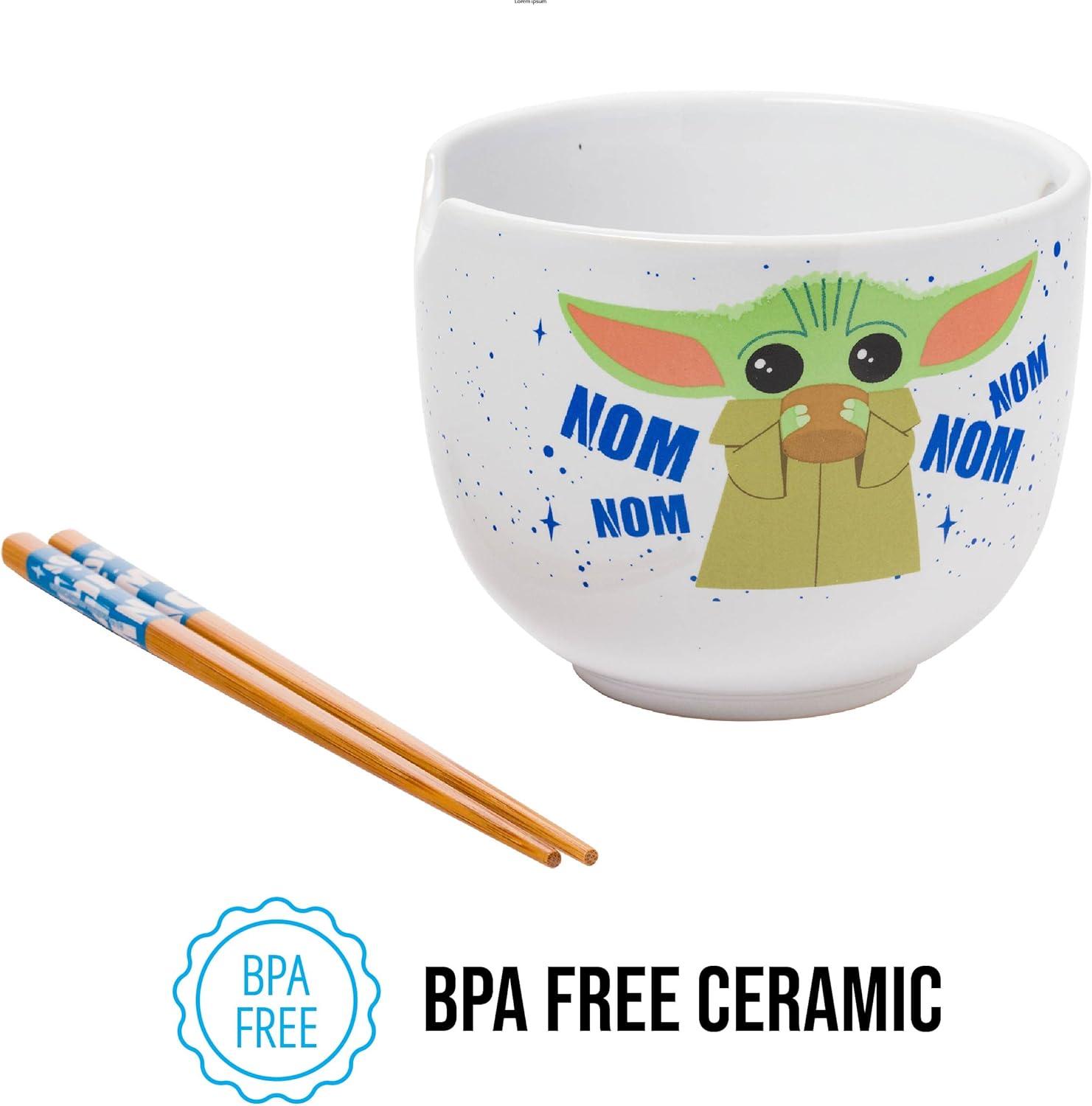 imageSilver Buffalo Strawberry Shortcake Vintage Life Is Delicious Ceramic Ramen Noodle Rice Bowl with Chopsticks Microwave Safe 20 OuncesMandalorian Baby Yoda Grogu