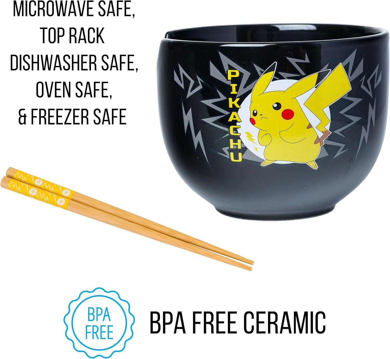 imageSilver Buffalo Strawberry Shortcake Vintage Life Is Delicious Ceramic Ramen Noodle Rice Bowl with Chopsticks Microwave Safe 20 OuncesPikachu
