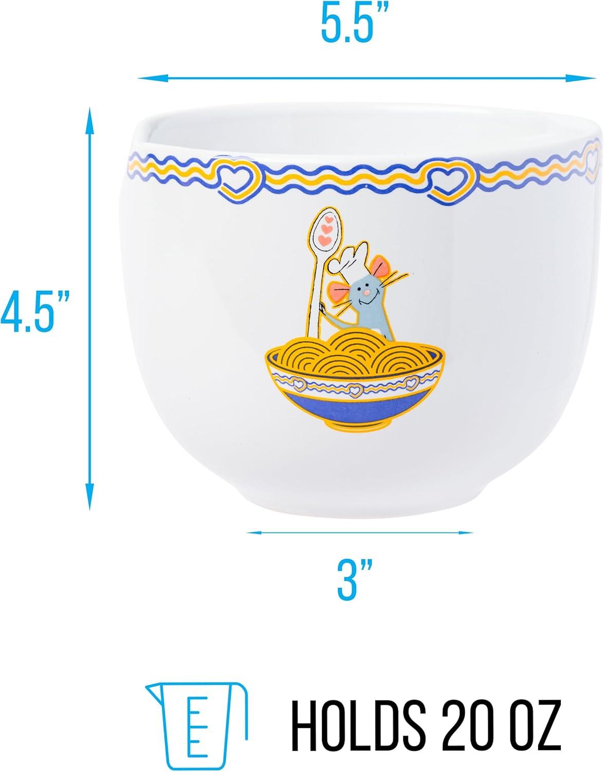 imageSilver Buffalo Strawberry Shortcake Vintage Life Is Delicious Ceramic Ramen Noodle Rice Bowl with Chopsticks Microwave Safe 20 OuncesRatatouille Remy