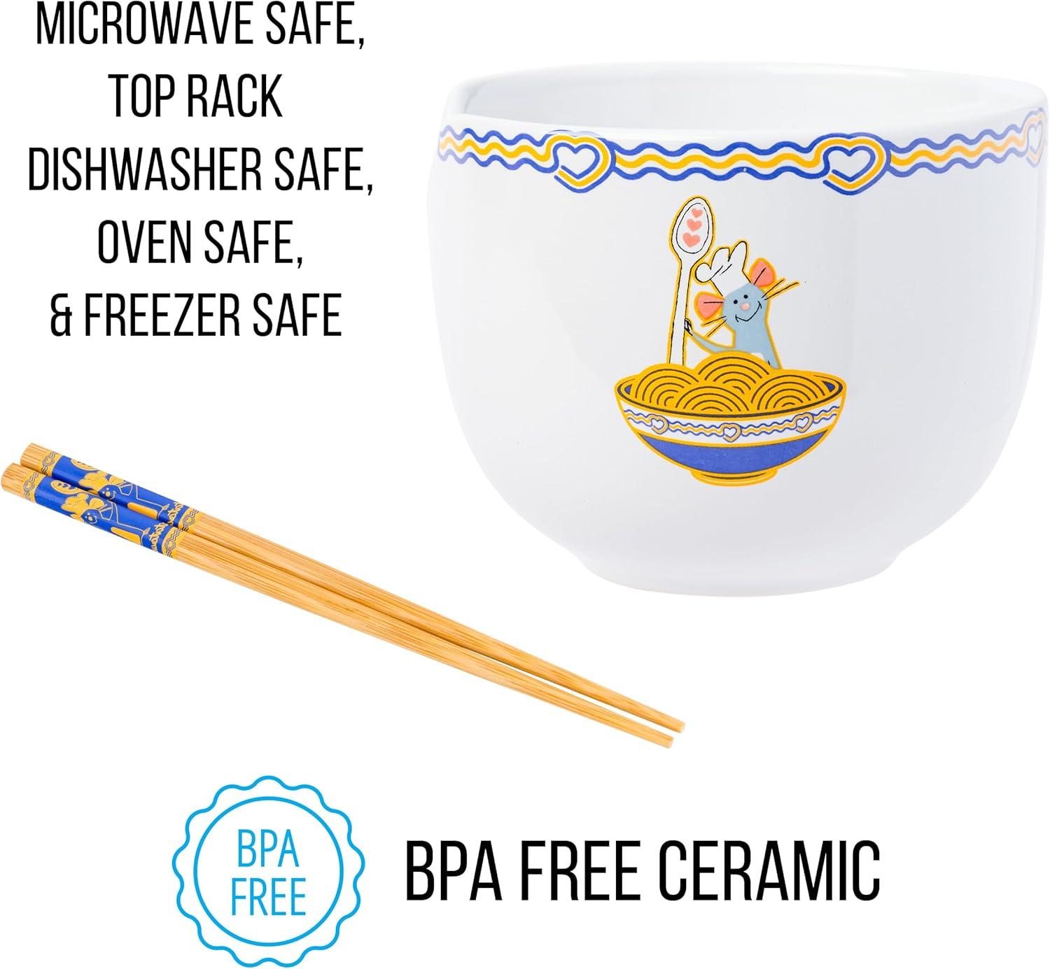 imageSilver Buffalo Strawberry Shortcake Vintage Life Is Delicious Ceramic Ramen Noodle Rice Bowl with Chopsticks Microwave Safe 20 OuncesRatatouille Remy