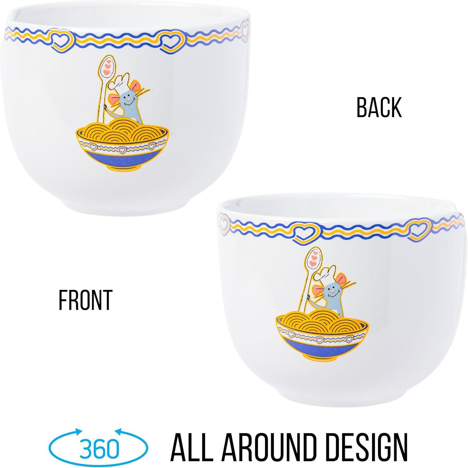 imageSilver Buffalo Strawberry Shortcake Vintage Life Is Delicious Ceramic Ramen Noodle Rice Bowl with Chopsticks Microwave Safe 20 OuncesRatatouille Remy