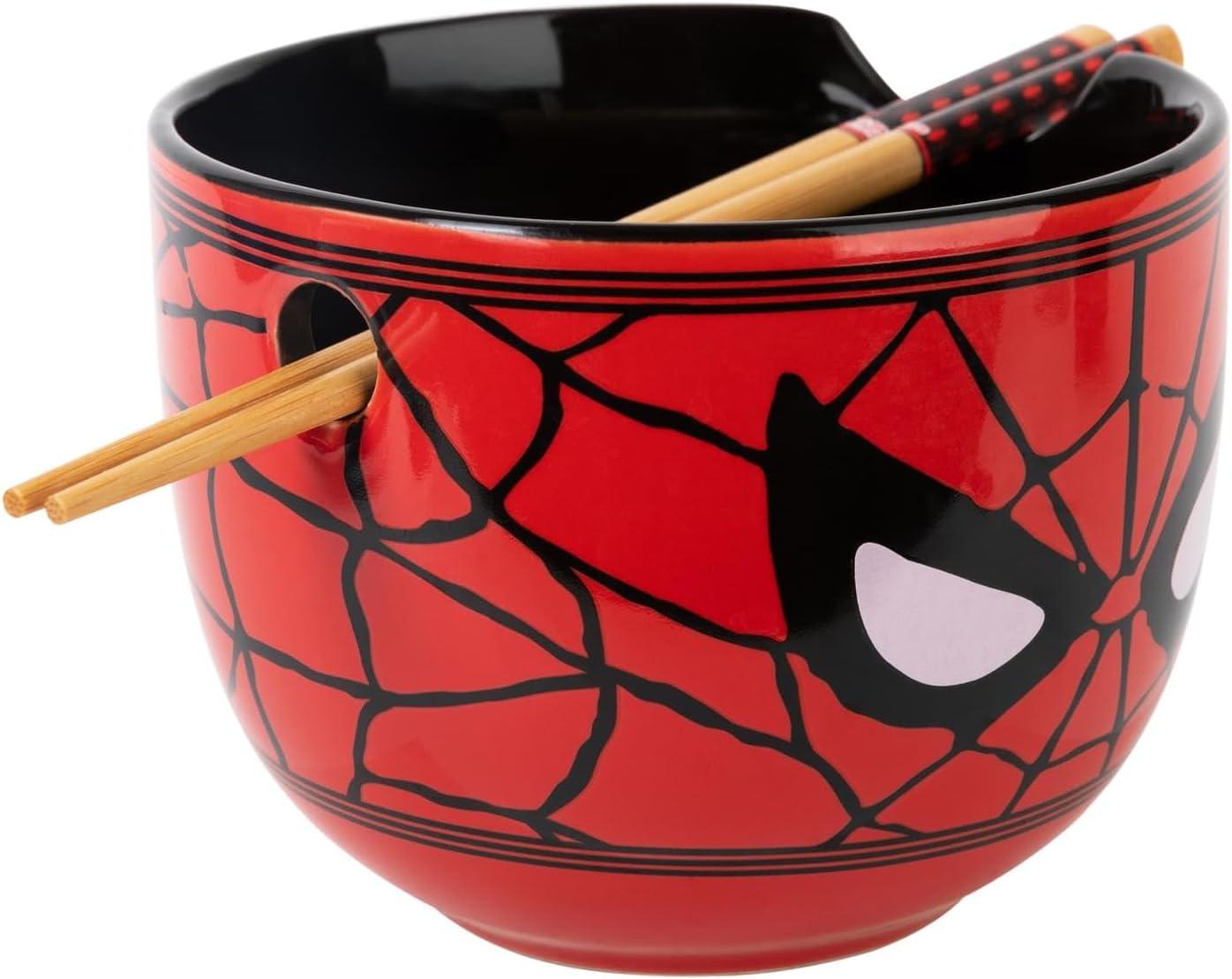 imageSilver Buffalo Strawberry Shortcake Vintage Life Is Delicious Ceramic Ramen Noodle Rice Bowl with Chopsticks Microwave Safe 20 OuncesSpiderMan Face Closeup