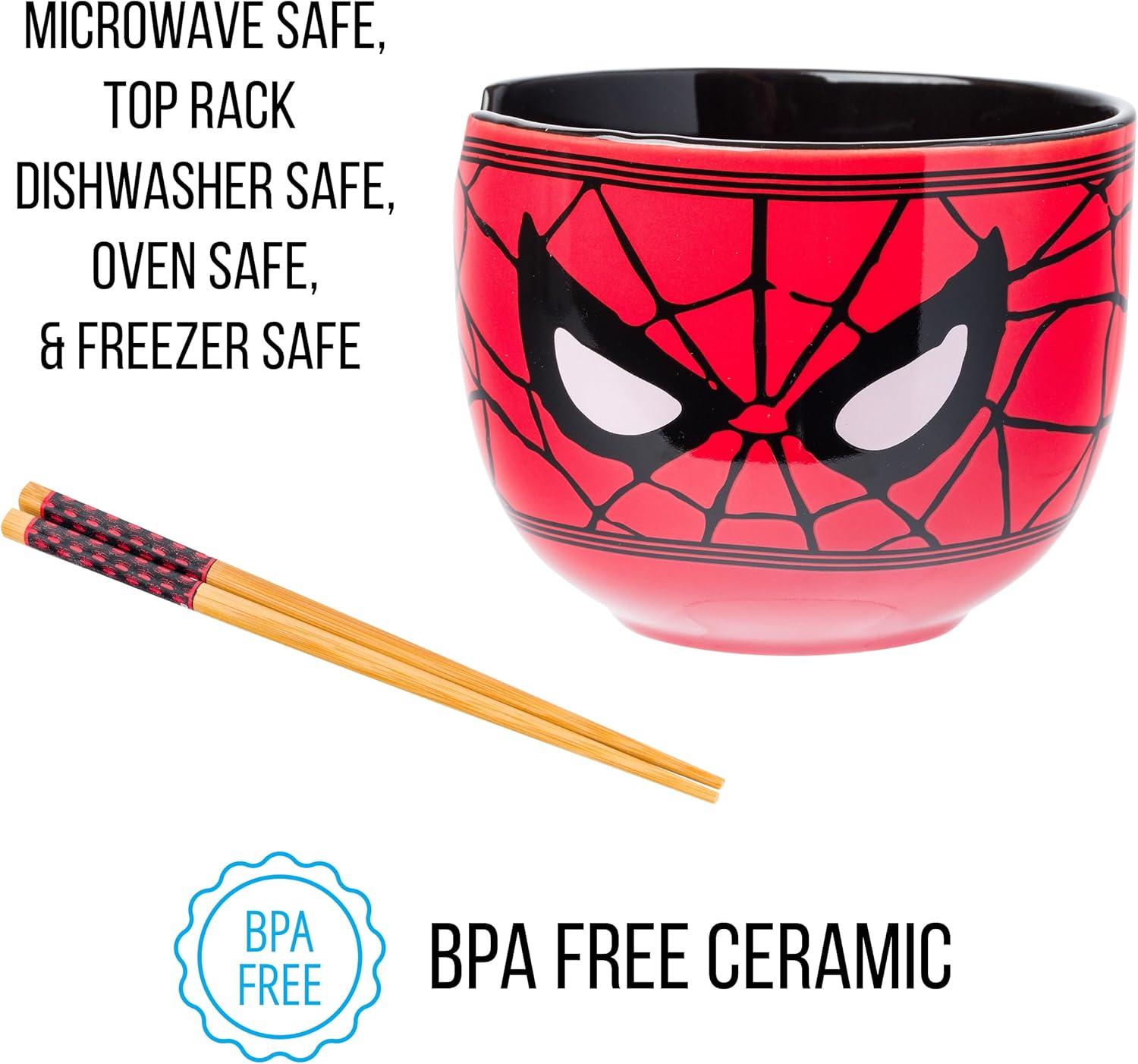 imageSilver Buffalo Strawberry Shortcake Vintage Life Is Delicious Ceramic Ramen Noodle Rice Bowl with Chopsticks Microwave Safe 20 OuncesSpiderMan Face Closeup
