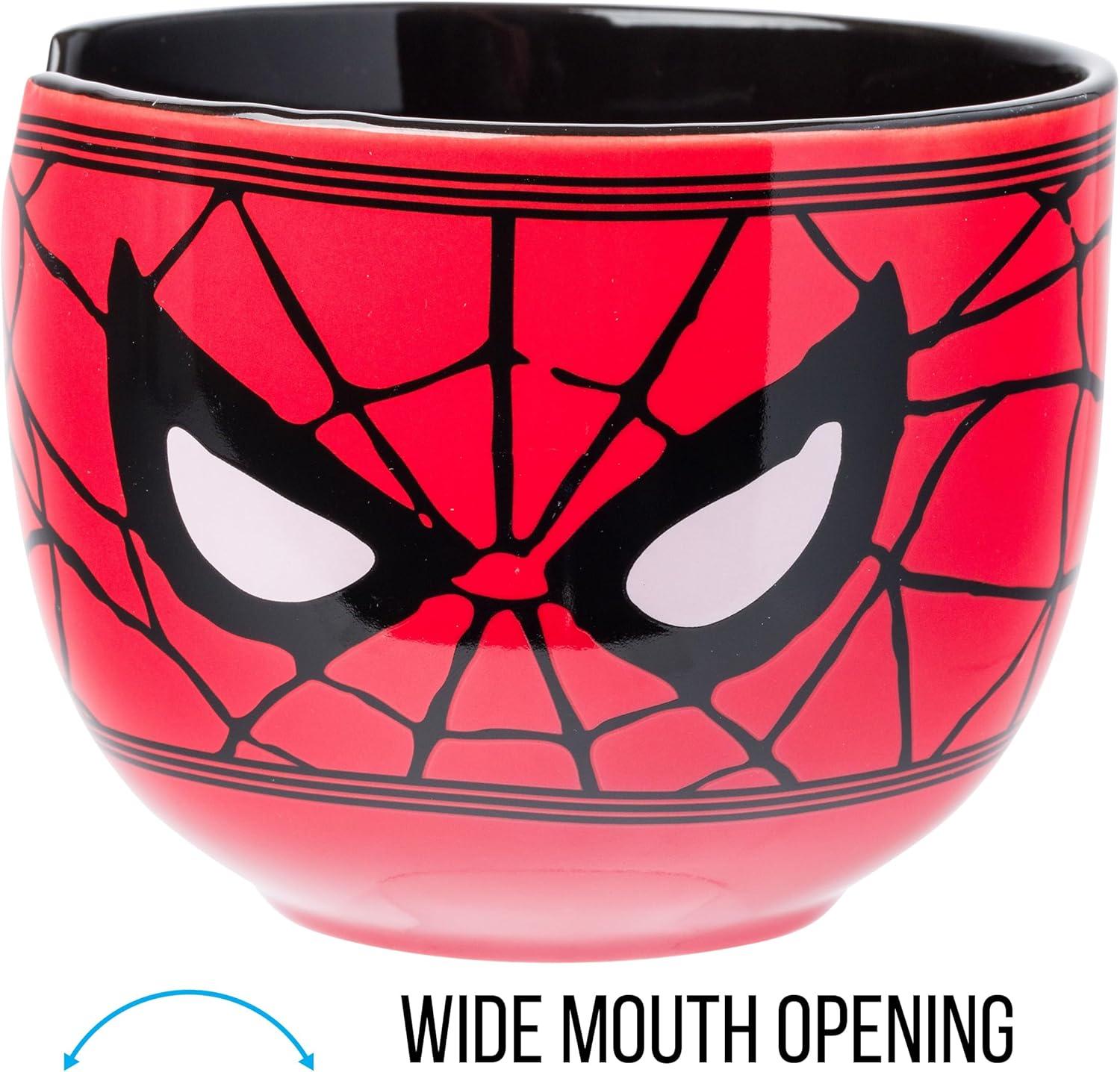 imageSilver Buffalo Strawberry Shortcake Vintage Life Is Delicious Ceramic Ramen Noodle Rice Bowl with Chopsticks Microwave Safe 20 OuncesSpiderMan Face Closeup