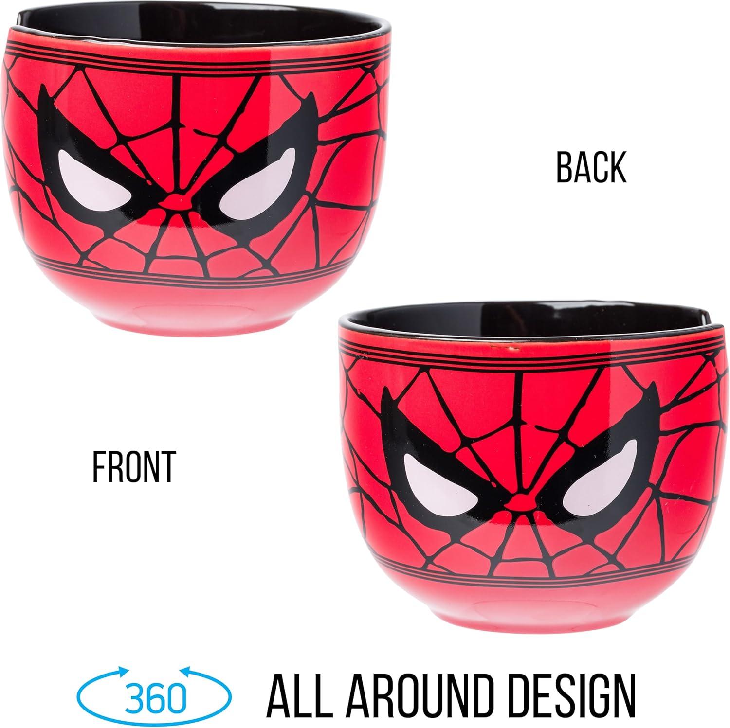 imageSilver Buffalo Strawberry Shortcake Vintage Life Is Delicious Ceramic Ramen Noodle Rice Bowl with Chopsticks Microwave Safe 20 OuncesSpiderMan Face Closeup