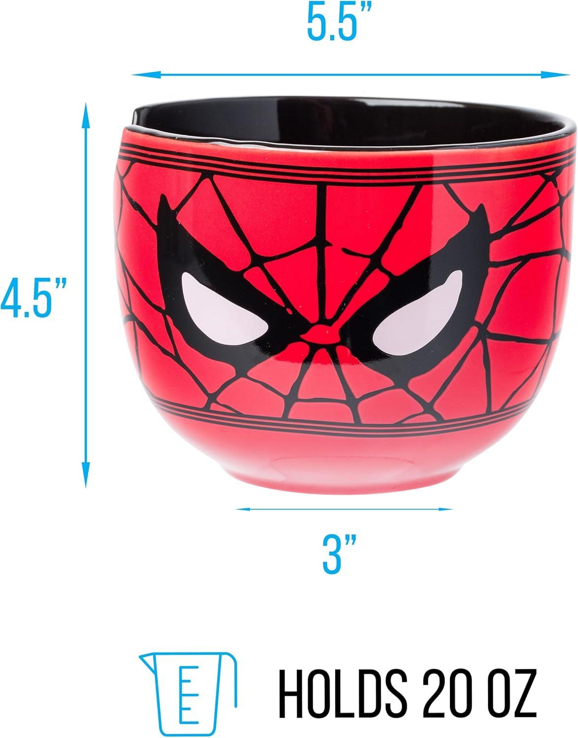 imageSilver Buffalo Strawberry Shortcake Vintage Life Is Delicious Ceramic Ramen Noodle Rice Bowl with Chopsticks Microwave Safe 20 OuncesSpiderMan Face Closeup