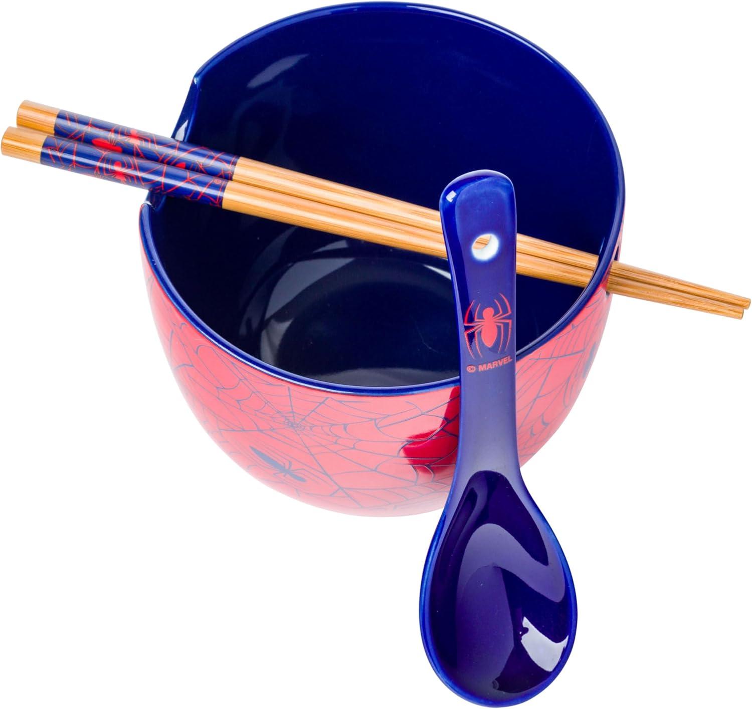 imageSilver Buffalo Strawberry Shortcake Vintage Life Is Delicious Ceramic Ramen Noodle Rice Bowl with Chopsticks Microwave Safe 20 OuncesSpiderMan Spiders and Webs Spoon