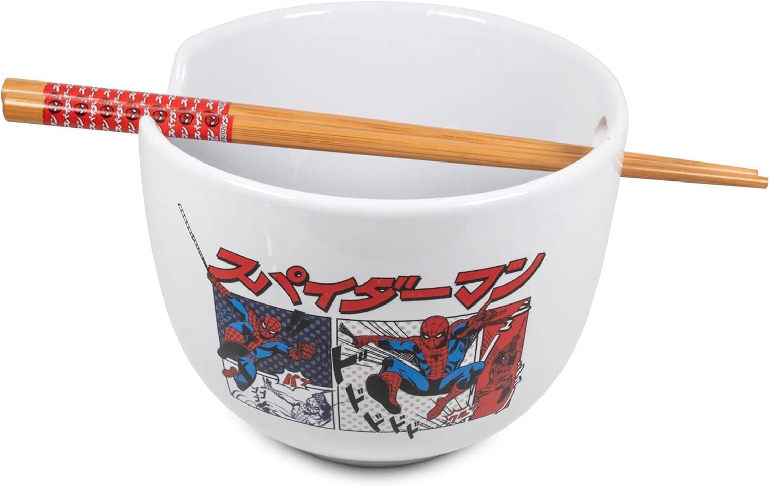 imageSilver Buffalo Strawberry Shortcake Vintage Life Is Delicious Ceramic Ramen Noodle Rice Bowl with Chopsticks Microwave Safe 20 OuncesSpiderman Manga Panels