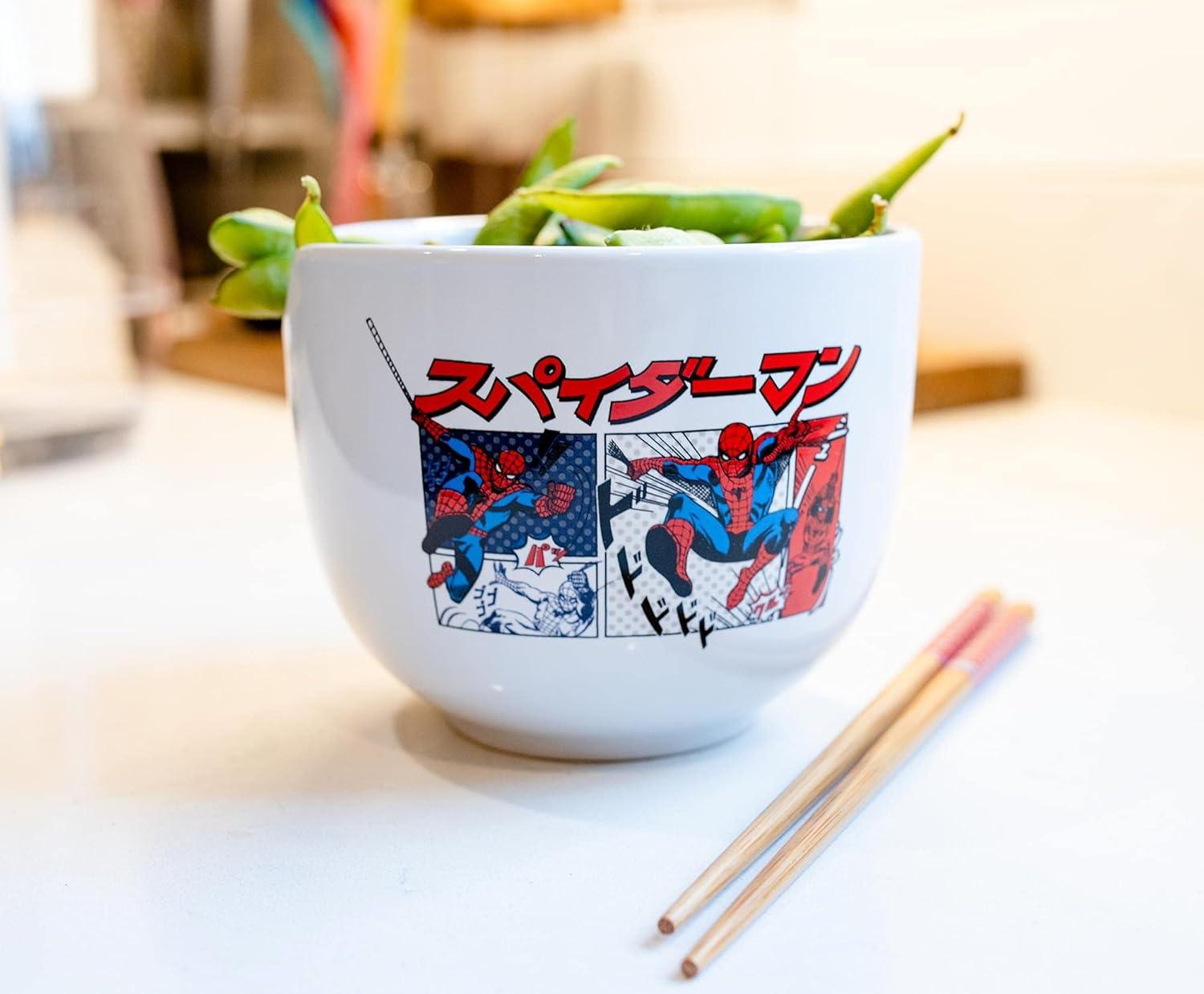 imageSilver Buffalo Strawberry Shortcake Vintage Life Is Delicious Ceramic Ramen Noodle Rice Bowl with Chopsticks Microwave Safe 20 OuncesSpiderman Manga Panels