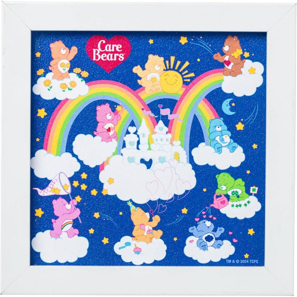 imageSilver Buffalo Care Bears Multi Color Bears on Clouds Gel Coat 6quot x 6quot Framed MDF Wall Art