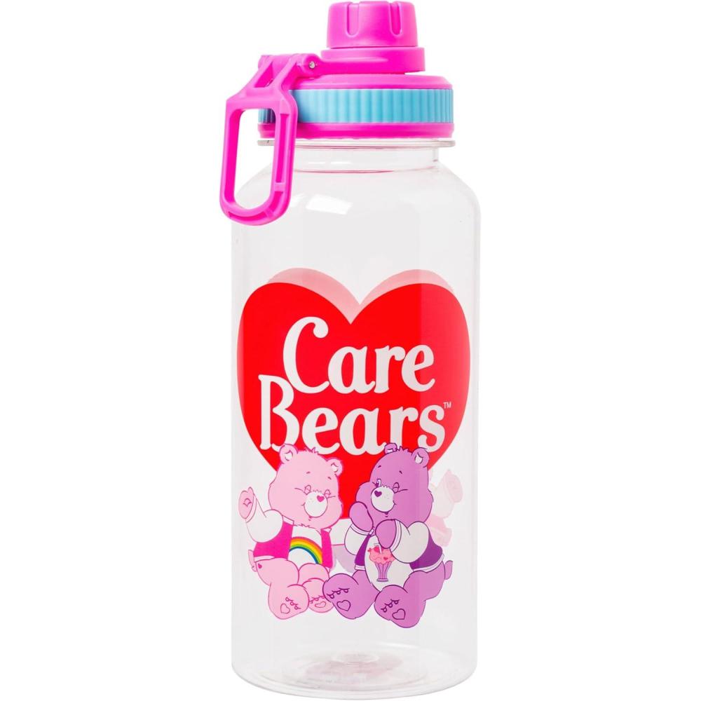 imageSilver Buffalo Care Bears Plastic Bottle with Sticker Set and Twist Spout Featuring Good Luck Bear Grumpy Bear Share Bear and Cheer Bear 32 Ounces