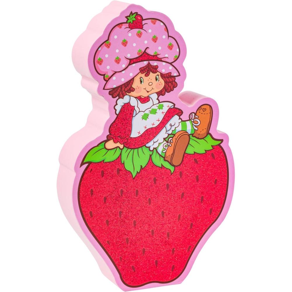 imageSilver Buffalo Strawberry Shortcake Berry Sit Pose Glitter Large Die Cut MDF Box Wall Sign