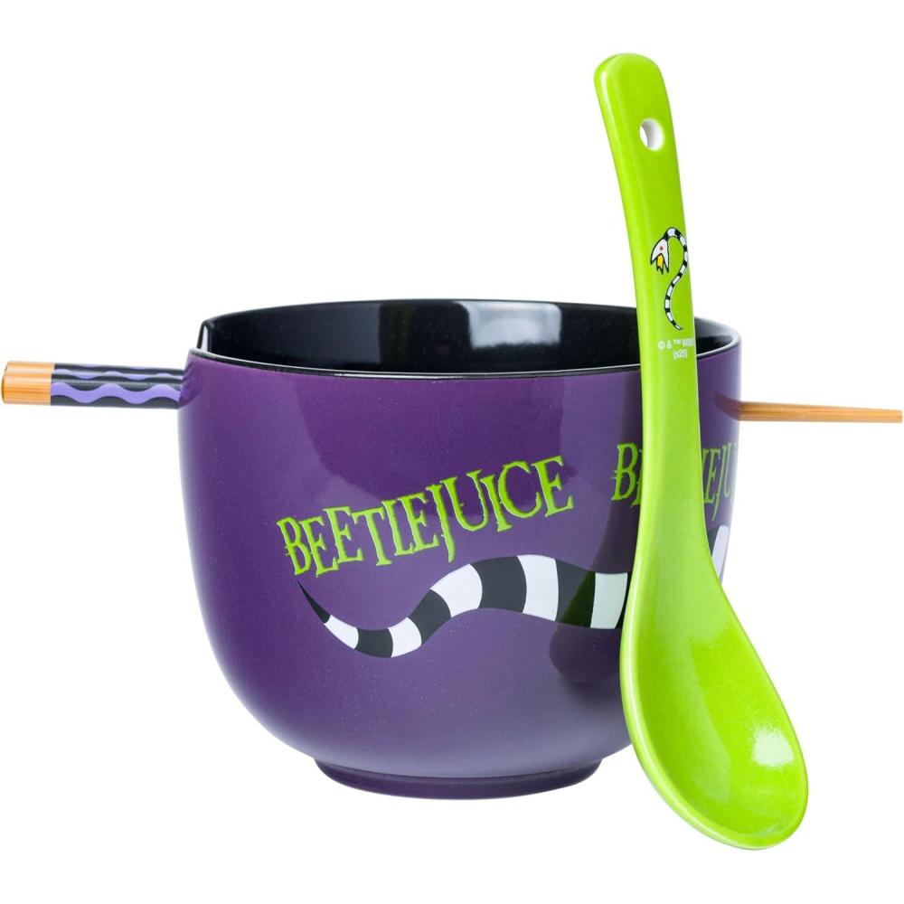 imageSilver Buffalo Strawberry Shortcake Vintage Life Is Delicious Ceramic Ramen Noodle Rice Bowl with Chopsticks Microwave Safe 20 OuncesBeetlejuice Sandworm Spoon