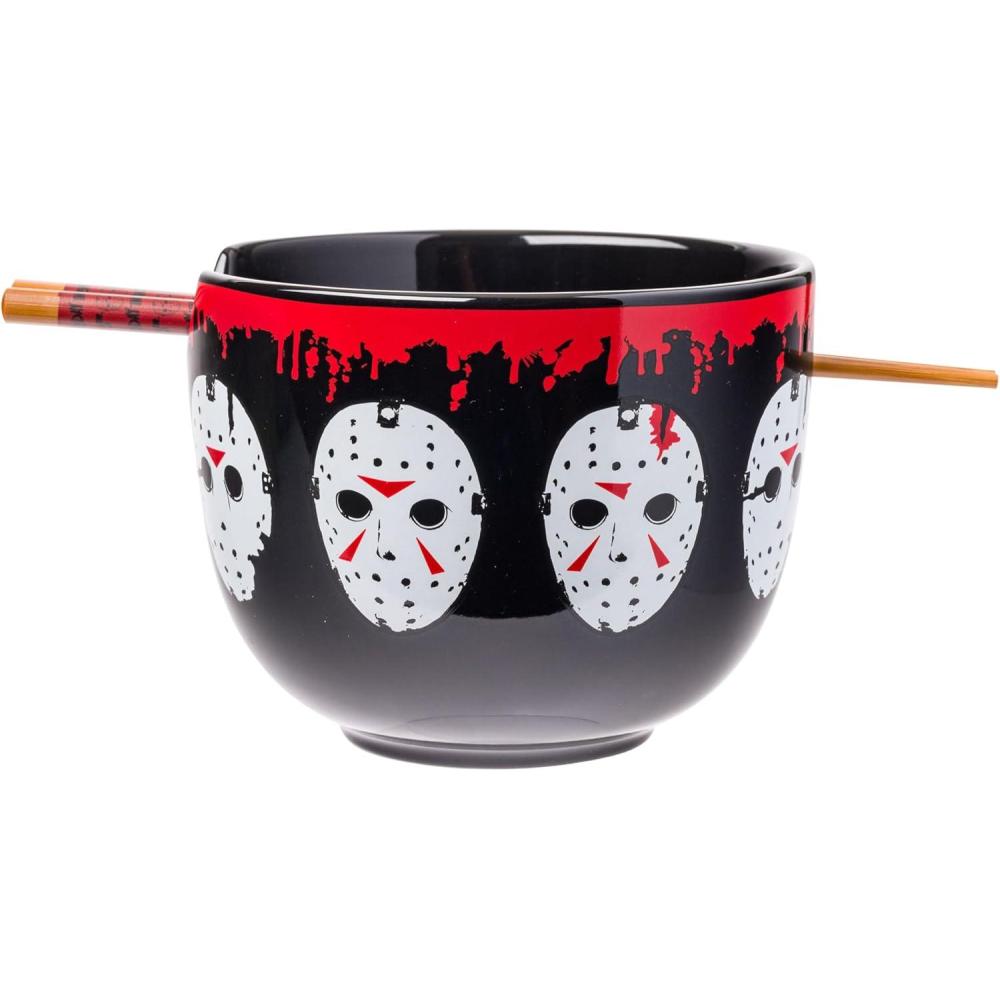 imageSilver Buffalo Strawberry Shortcake Vintage Life Is Delicious Ceramic Ramen Noodle Rice Bowl with Chopsticks Microwave Safe 20 OuncesFriday the 13th