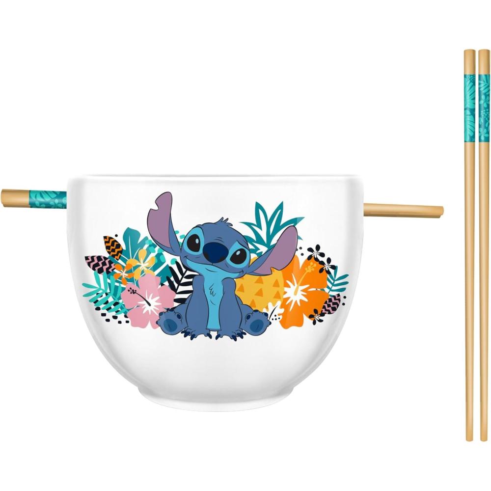 imageSilver Buffalo Strawberry Shortcake Vintage Life Is Delicious Ceramic Ramen Noodle Rice Bowl with Chopsticks Microwave Safe 20 OuncesLilo and Stitch Tropical Flowers