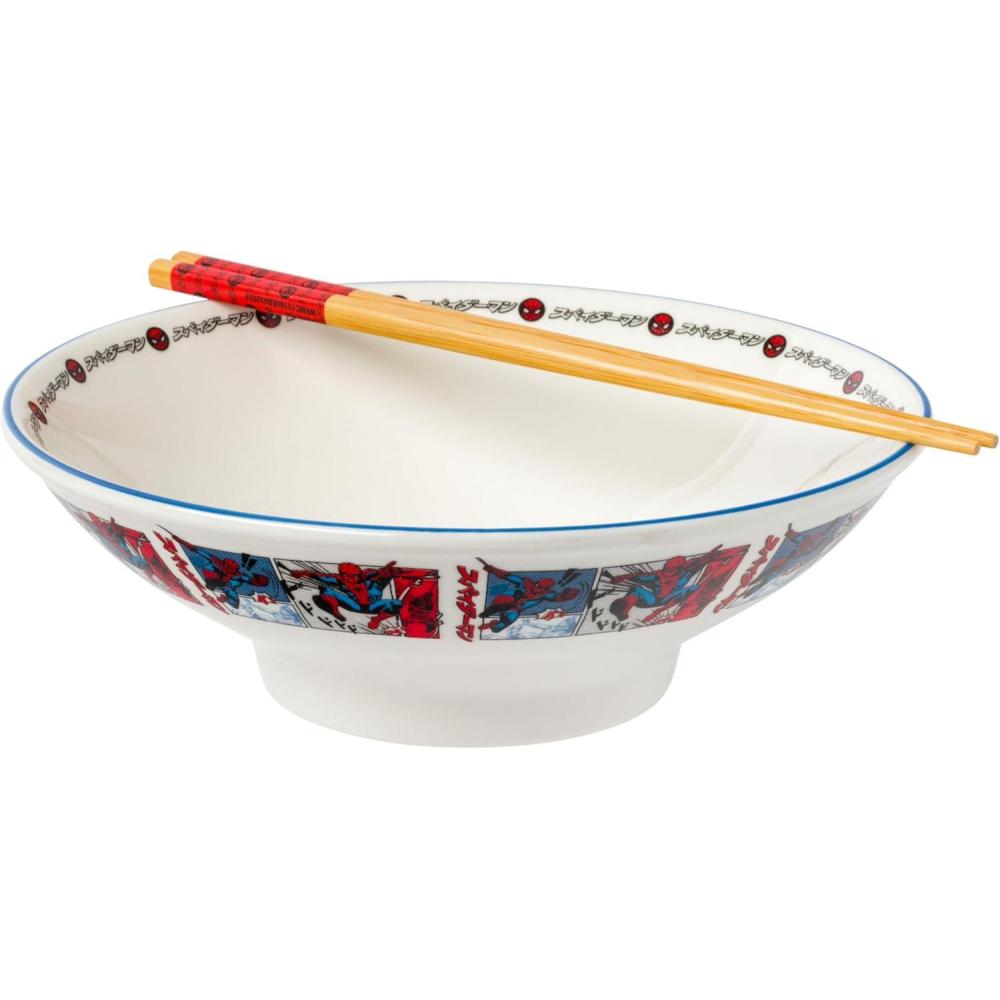 imageSilver Buffalo Strawberry Shortcake Vintage Life Is Delicious Ceramic Ramen Noodle Rice Bowl with Chopsticks Microwave Safe 20 OuncesSpiderMan Japanese Manga Comic Panels Big