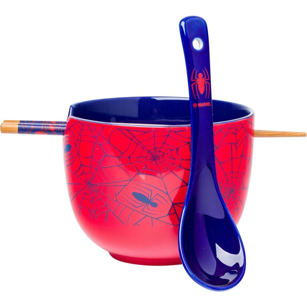 imageSilver Buffalo Strawberry Shortcake Vintage Life Is Delicious Ceramic Ramen Noodle Rice Bowl with Chopsticks Microwave Safe 20 OuncesSpiderMan Spiders and Webs Spoon