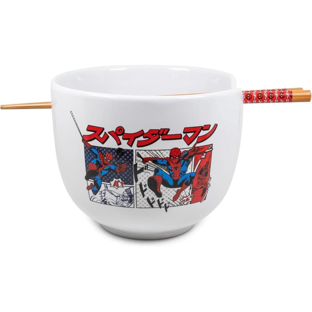 imageSilver Buffalo Strawberry Shortcake Vintage Life Is Delicious Ceramic Ramen Noodle Rice Bowl with Chopsticks Microwave Safe 20 OuncesSpiderman Manga Panels