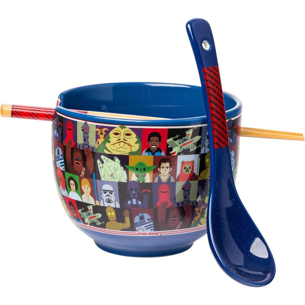 imageSilver Buffalo Strawberry Shortcake Vintage Life Is Delicious Ceramic Ramen Noodle Rice Bowl with Chopsticks Microwave Safe 20 OuncesStar Wars Characters Spoon
