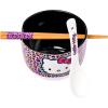 Silver Buffalo Strawberry Shortcake Vintage Life Is Delicious Ceramic Ramen Noodle Rice Bowl with Chopsticks, Microwave Safe, 20 Ounces(Hello Kitty Pink Leopard Print Spoon)