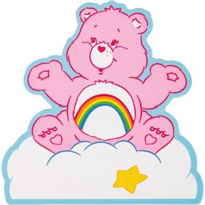 Silver Buffalo Care Bears Glitter Large Die Cut MDF Box Wall Sign Featuring Cheer Bear, 7” x 7” x 1.2”