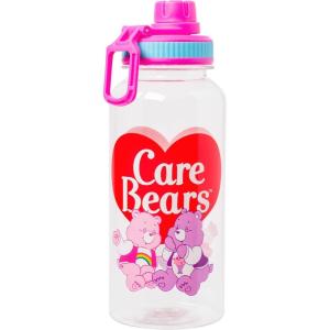 Silver Buffalo Care Bears Plastic Bottle with Sticker Set and Twist Spout Featuring Good Luck Bear, Grumpy Bear, Share Bear, and Cheer Bear, 32 Ounces