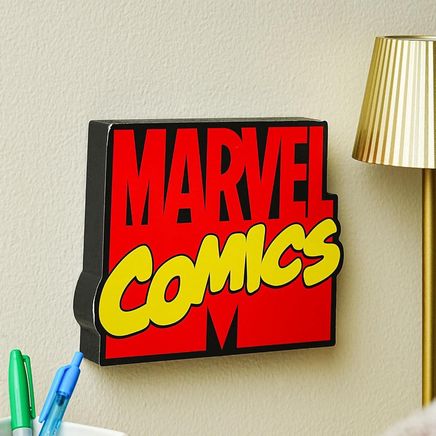imageSilver Buffalo Marvel Comics Large Die Cut MDF Box Wall Sign Featuring Marvel Logo 8 x 12 x 64