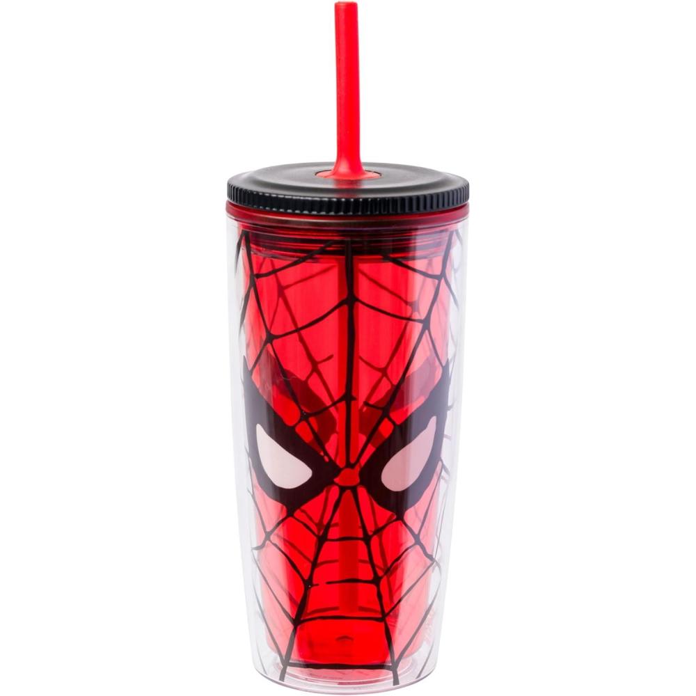 imageSilver Buffalo Marvel Spiderman Eyes 20oz Spill Resistant Plastic Tumbler