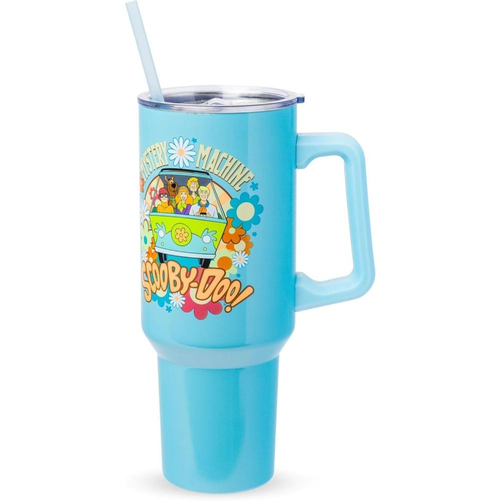 imageSilver Buffalo Spongebob Squarepants Jellyfishing in Bikini Bottom Double Walled Stainless Steel Tumbler with Handle Straw and Straw Cap Fits in Standard Cup Holder 40 OuncesScooby Doo Mystery Machine