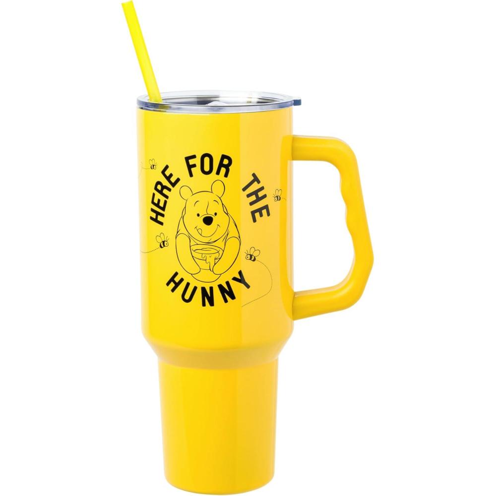 imageSilver Buffalo Spongebob Squarepants Jellyfishing in Bikini Bottom Double Walled Stainless Steel Tumbler with Handle Straw and Straw Cap Fits in Standard Cup Holder 40 OuncesWinnie the Pooh Here for the Hunny